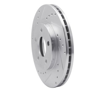 Chevrolet Malibu Brake Rotor (1) - Front Left - R1 Concepts - Drilled & Slotted - Silver - `04-`08
